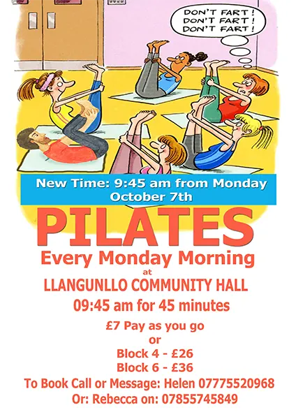 Pilates new time of 9:45 am Llangunllo